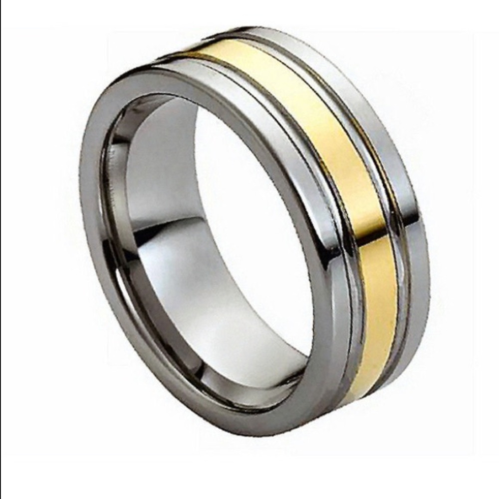 Two tone 8mm tungsten  ring